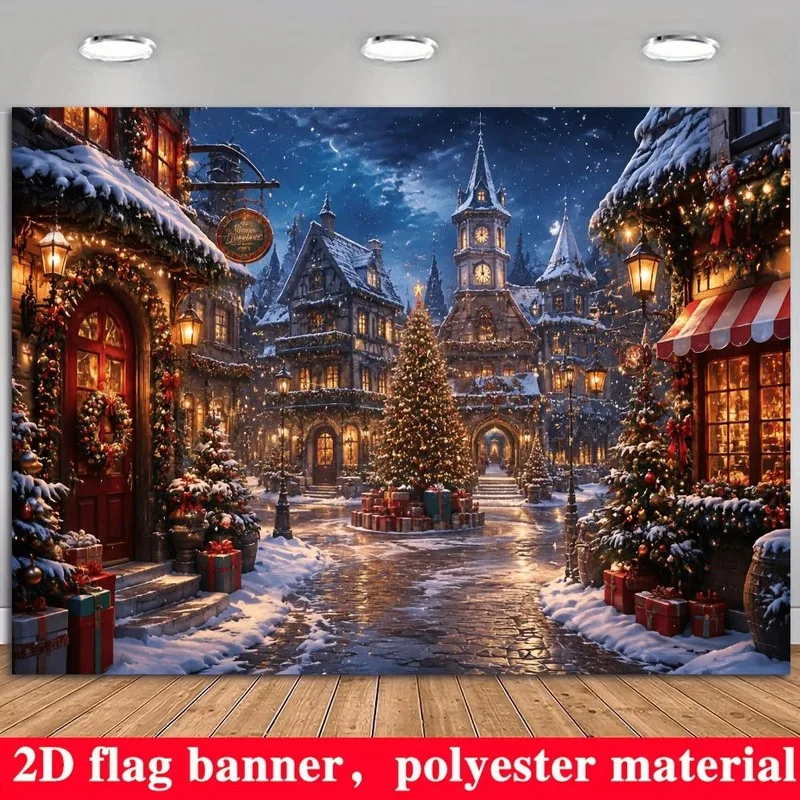 VIKAMA Dreamy Pink Christmas Tapestry, Winter Wonderland Santa Reindeer, Xmas Wall Hanging for Bedroom Living Room