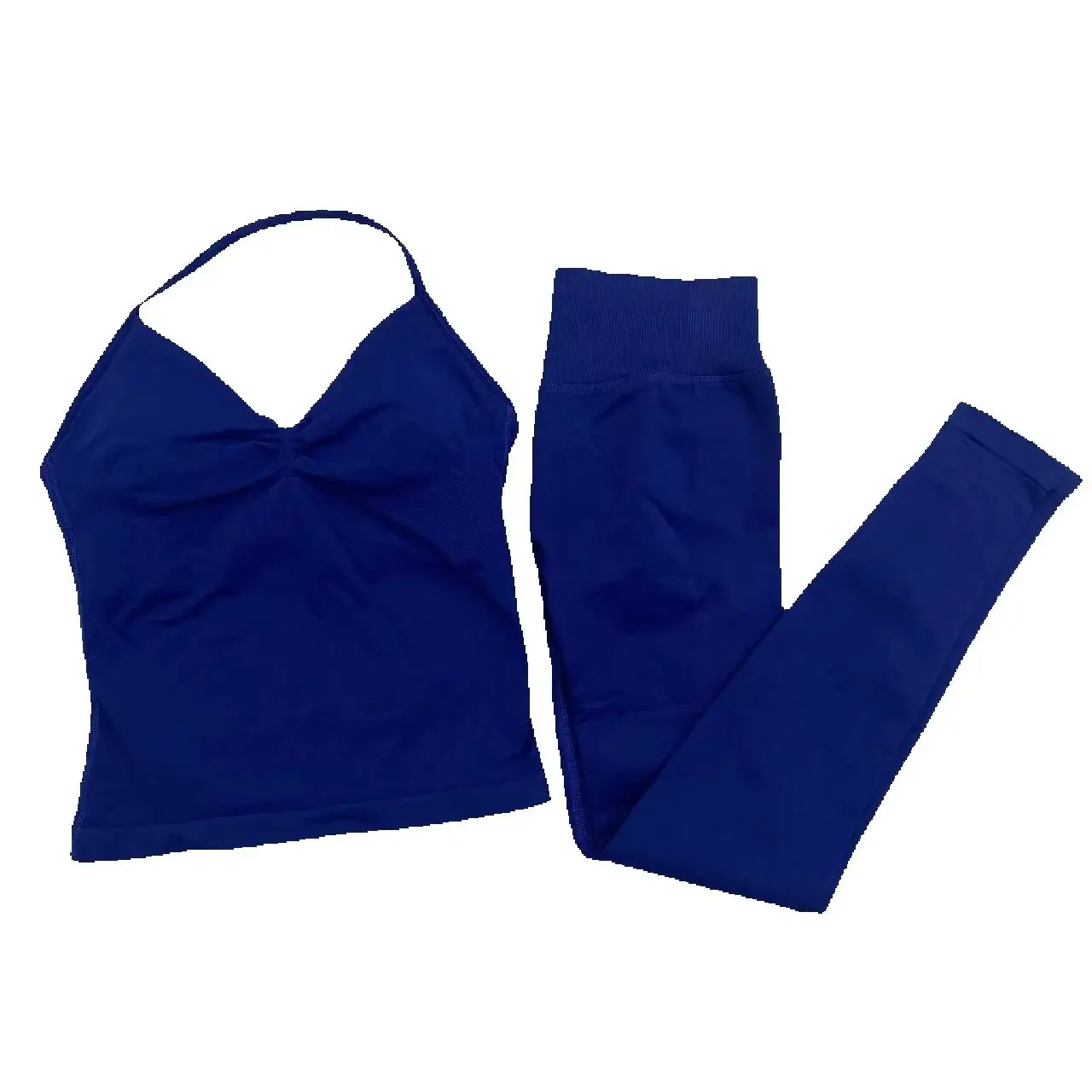 Yoga Tightening Cami Leggings Sets _ Longline Strappy Tank Top+High Stretch Seamless Leggings Women's Fitness Sport 2PC