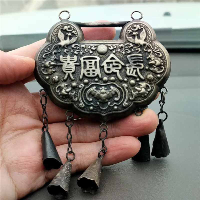 Antique silver lock Longevity lock [longevity and wealth] white copper silver-plated jewelry collection