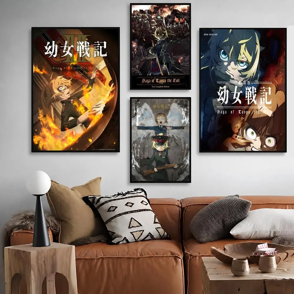 Anime Youjo Senki  Waterproof Peel‑and‑Stick Wall Sticker, Art Print for Bar Cafe Living Room Poster