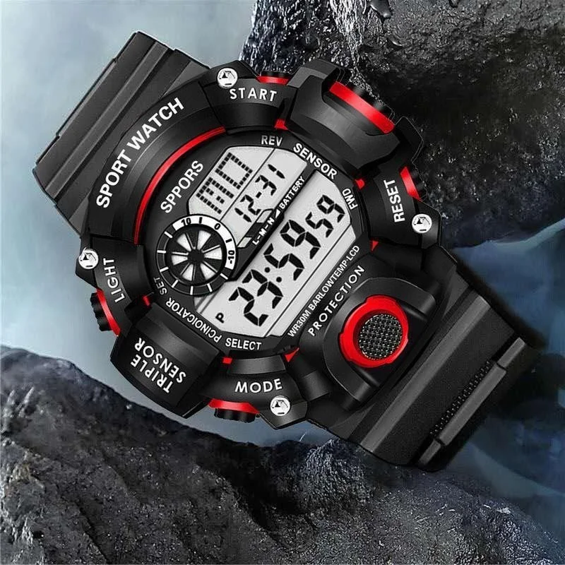 Men's Sports Digital Watch for Teen Boys Students - Alarm Clock Casual Waterproof Wristwatch for Middle High School