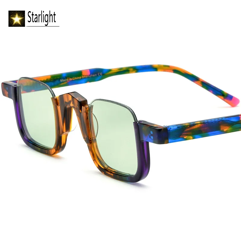 小さな顔色スクエアサングラス女性アセテートセミリムレス運転メガネ男性-uv400-眼鏡ビーチアウトドアファッション男性-134-ミリメートル