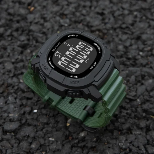 BNMI Relojes electrónicos para hombres Relojes de pulsera deportivos LED Reloj despertador Chrono Reloj digital resistente al agua Estudiantes militares al aire libre