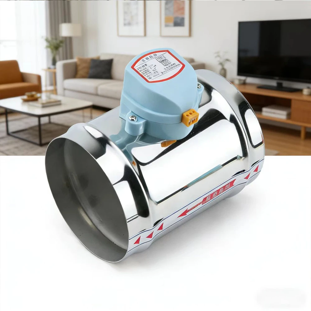 51/80/100/125/150/200mm 201 Stainless Steel Electric Air Duct Damper HVAC Ducting Motorized Check Valve AC220V DC12/24V Actuator