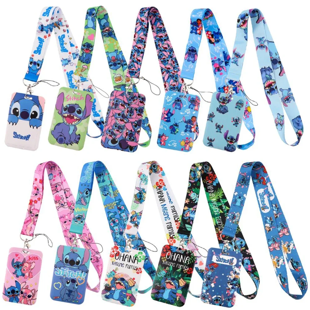 Cute Stitch Neck Strap Cartoon Alien Lanyard For Keys Badge Holder ID Credit Card Pass Hang Rope Keychain Keyrings Accessories