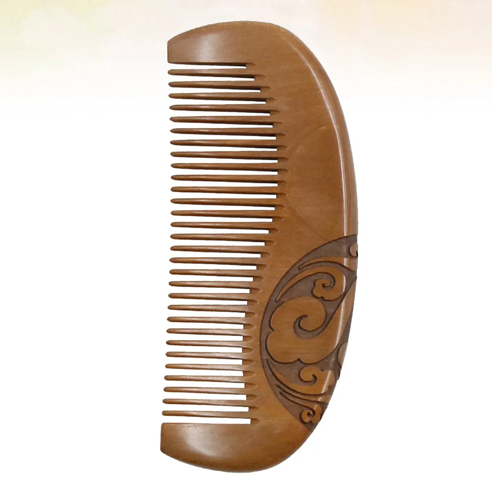 

Carved Wooden Comb Natural Peach Wood Half Comb For Women Anti-Static Scalp Massage
