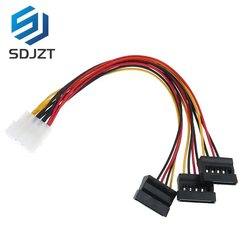New 1pc 4Pin IDE Molex To 3 ATA SATA Power Splitter Extension Cable Connectors