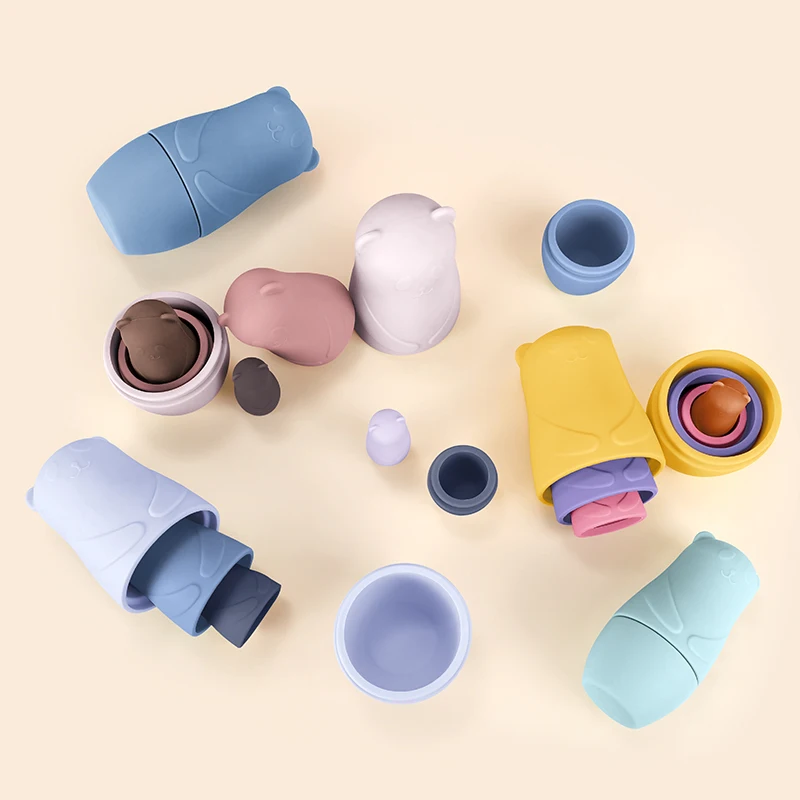 Siliconen Matryoshka Stapelen Speelgoed Russische Nesting Dolls Baby voor Kinderen Siliconen Stapelblokken Pop Binnen Pop Speelgoed Interact