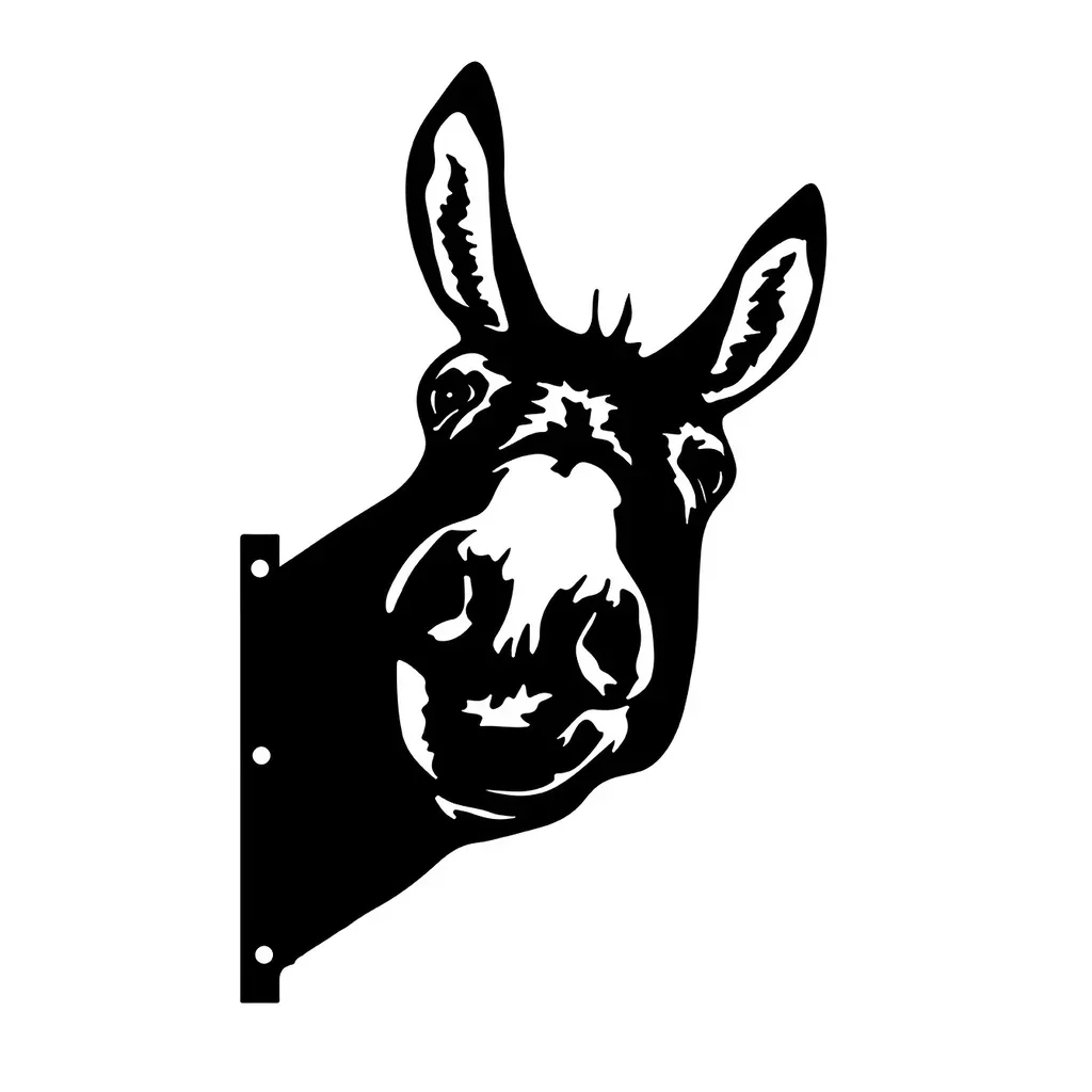 Vintage Donkey Head Iron Silhouette Wall Art Decoration for Garden Party Decor Cute Farmhouse Touch to Your Garden Fence