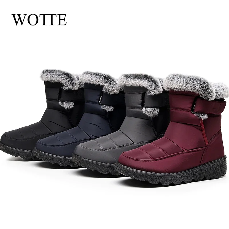 Big Size 45 Waterproof Winter Men Boots New Plush Snow Boots Women Ankle Boots Warm Black Couple Cotton Couples Platform Shoes