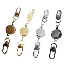 Stretchable Key Chain Aluminium Alloy Anti loss Cable Hanger Rope Certificate Buckle Easy To Pull Buckle High Quality Badge Reel