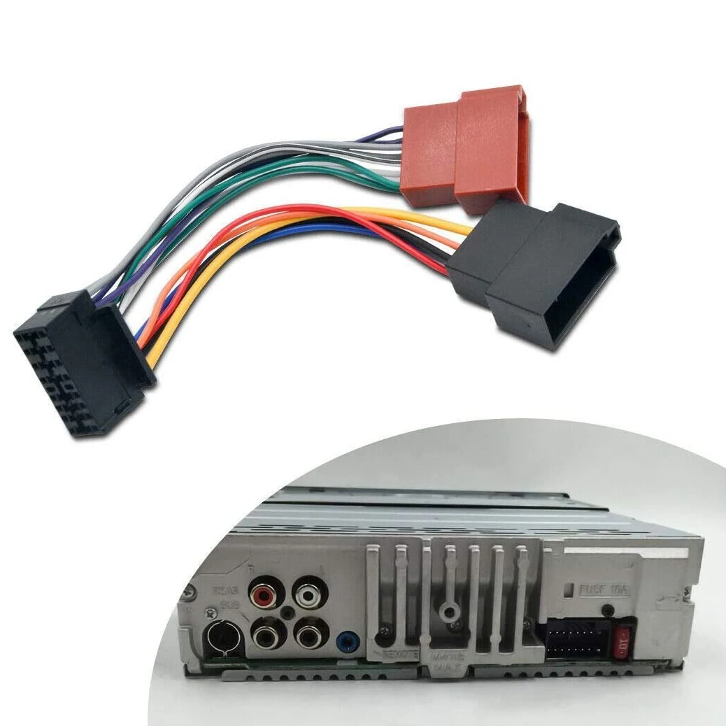 قسط سلك السيارة تسخير محول ل كينوود/JVC السيارات ستيريو راديو ISO القياسية موصل محول 16 دبوس كابل توصيل التوصيل اللعب