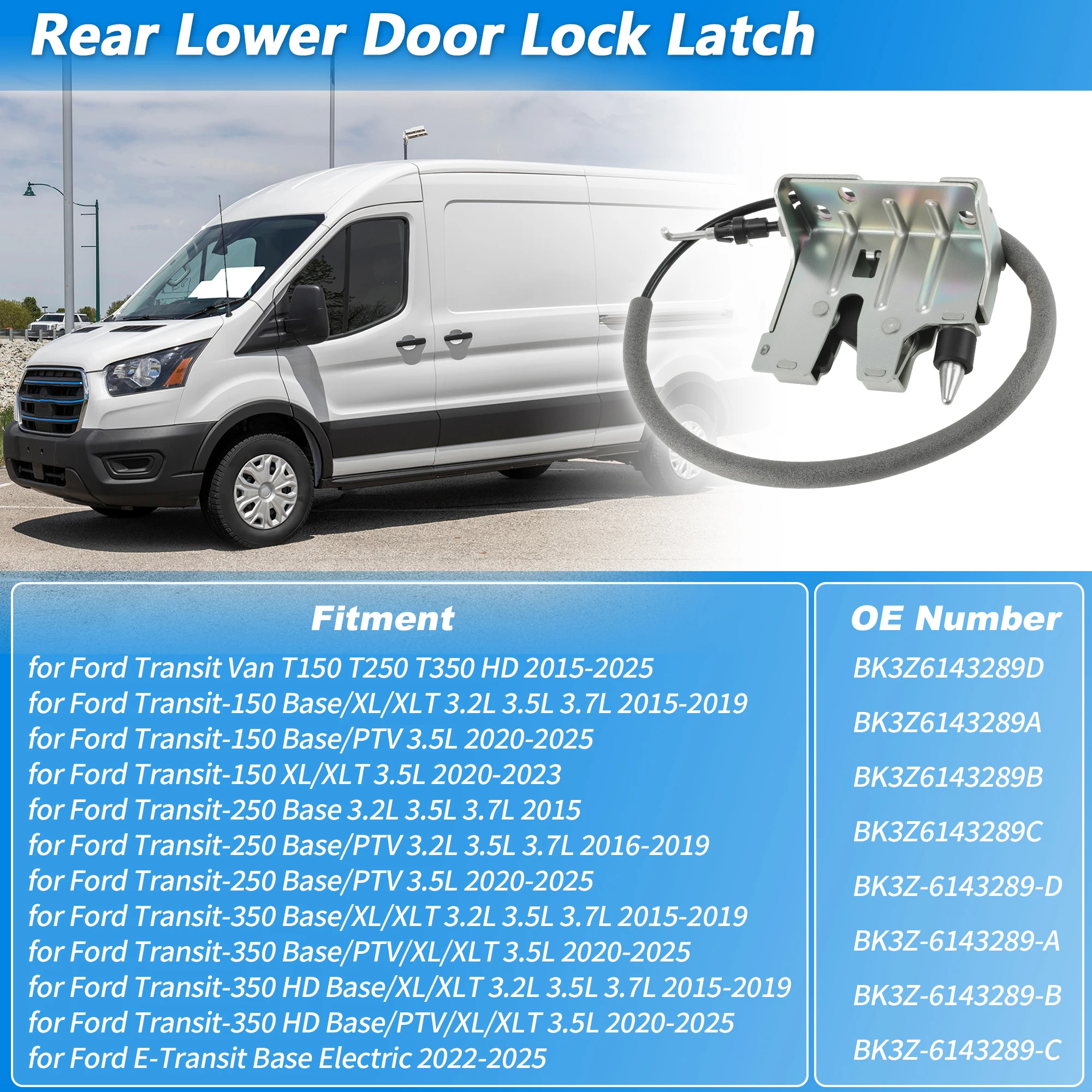 

UXCELL Rear Door Left Lower Latch for Ford Transit 150 250 350 2015-2025 BK3Z-6143289-D