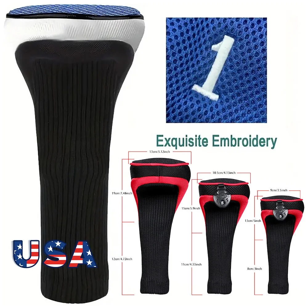 

Golf Club Head Covers 3-Piece Set for Driver Fairway Hybrid Clubs with Interchangeable Tags Durable Protective Covers for Golfers Prevent Scratches and Dents Ideal for Golf Course Use and Club Storage Accessories