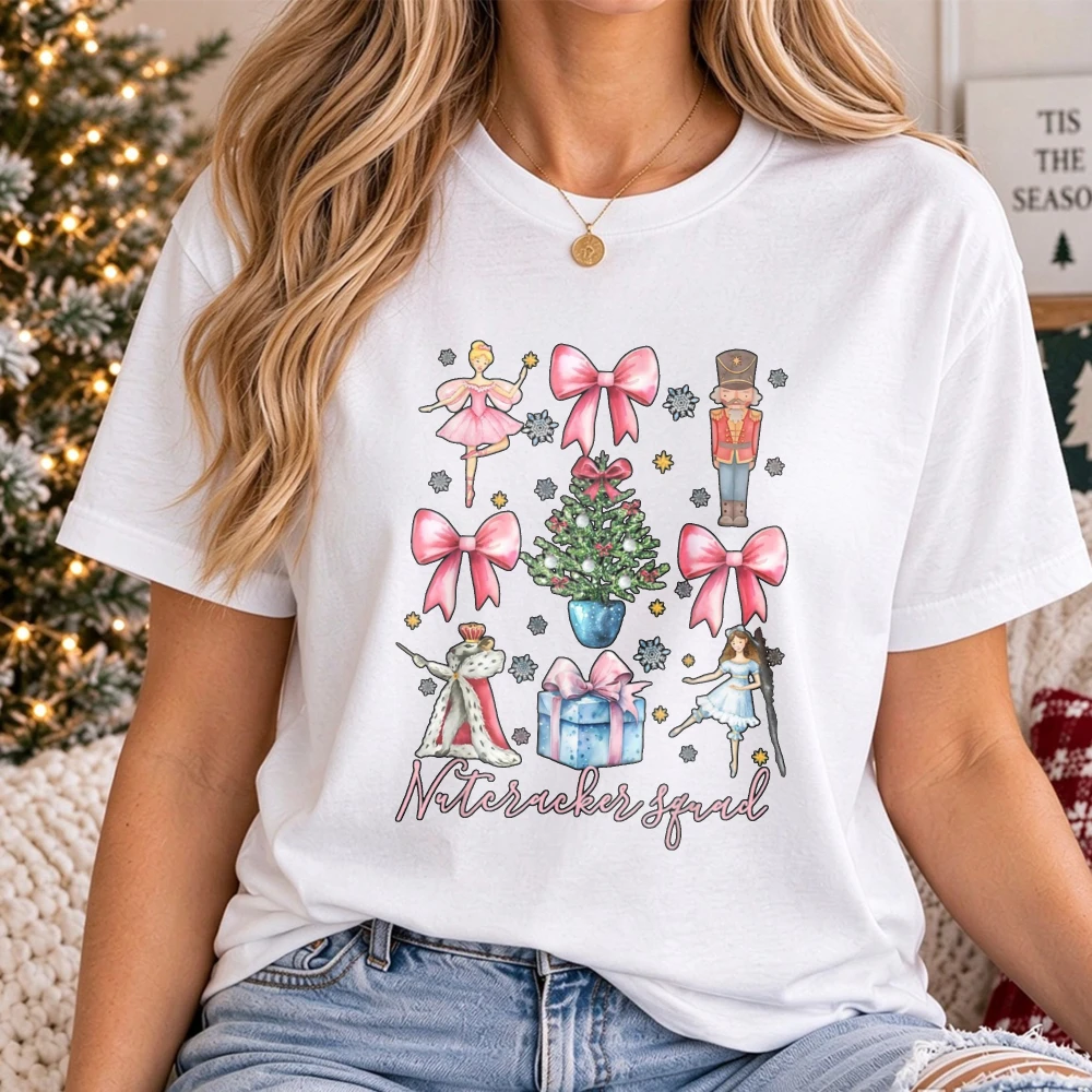 Nutcracker Tshirt Christmas Nutcracker Shirt Fashion Nutcracker Ballet Shirt Christmas Pretty Pink Bows Shirt Casual Holiday Top