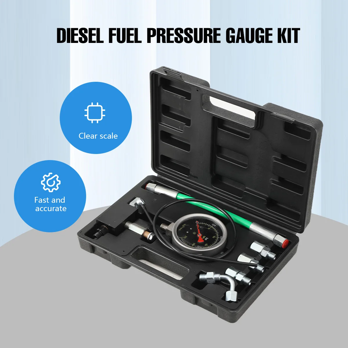 High Pressure Common Rail Pump Plunger Pressure Test With Pressure Limiting Valve 250MPa Capacity Pressure Meter Tool Set for Vehicle Maintenance