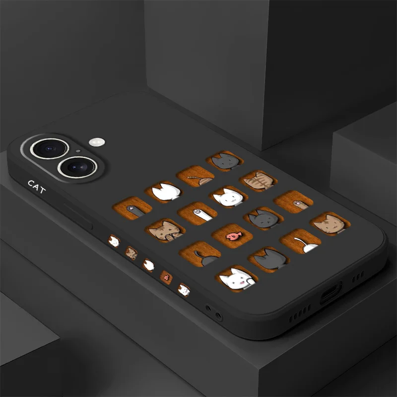 

Cute Cat Pet Phone Case For iPhone 16 16e 15 14 13 12 11 X XR XS Plus Pro Max Mini Silicone Cover