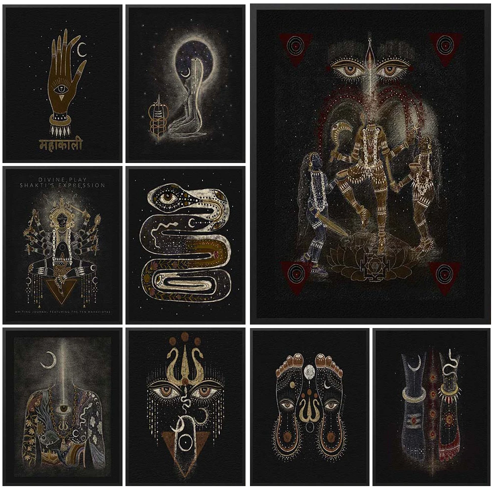 Индуизм Шива Змея Йога Глаз Фаза Луны Плакаты Настенные Панно Для Церковной Комнаты Плакат Настенная Картина На Холсте Без Рамки