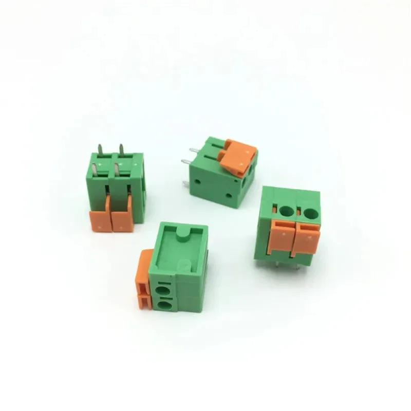 30pcs KF142V-5.08MM 2/3/4/5/6/7 / 8P Pitch 5.08mm  screw-free pcb terminal  green splicing