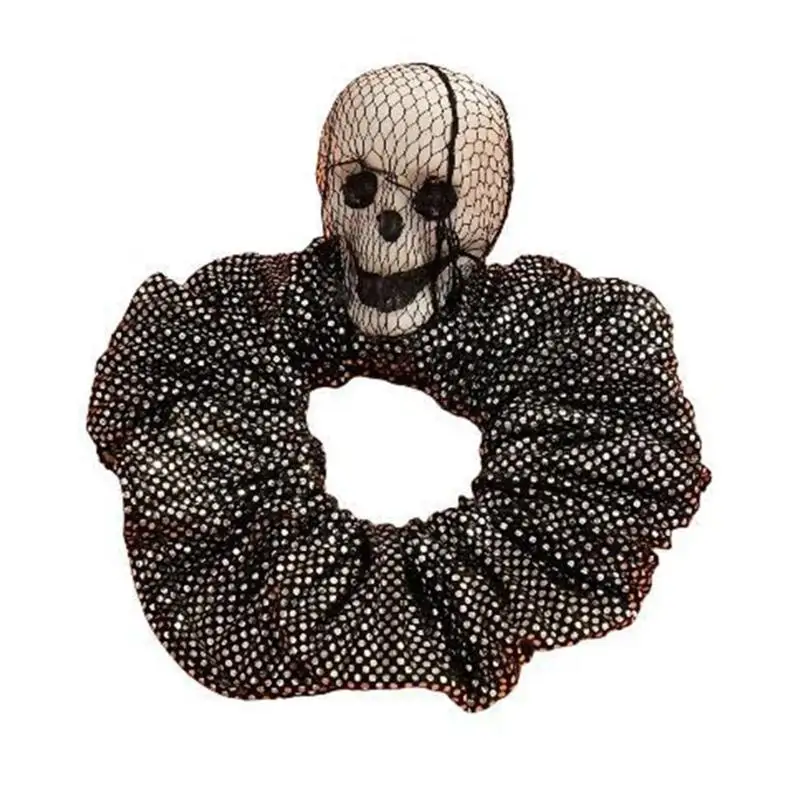 Punk Skull Scrunchies Cool Dark Series Hairbands Elastic Hairtie Halloween Theme Rubber Hair Rope Festival Accessories