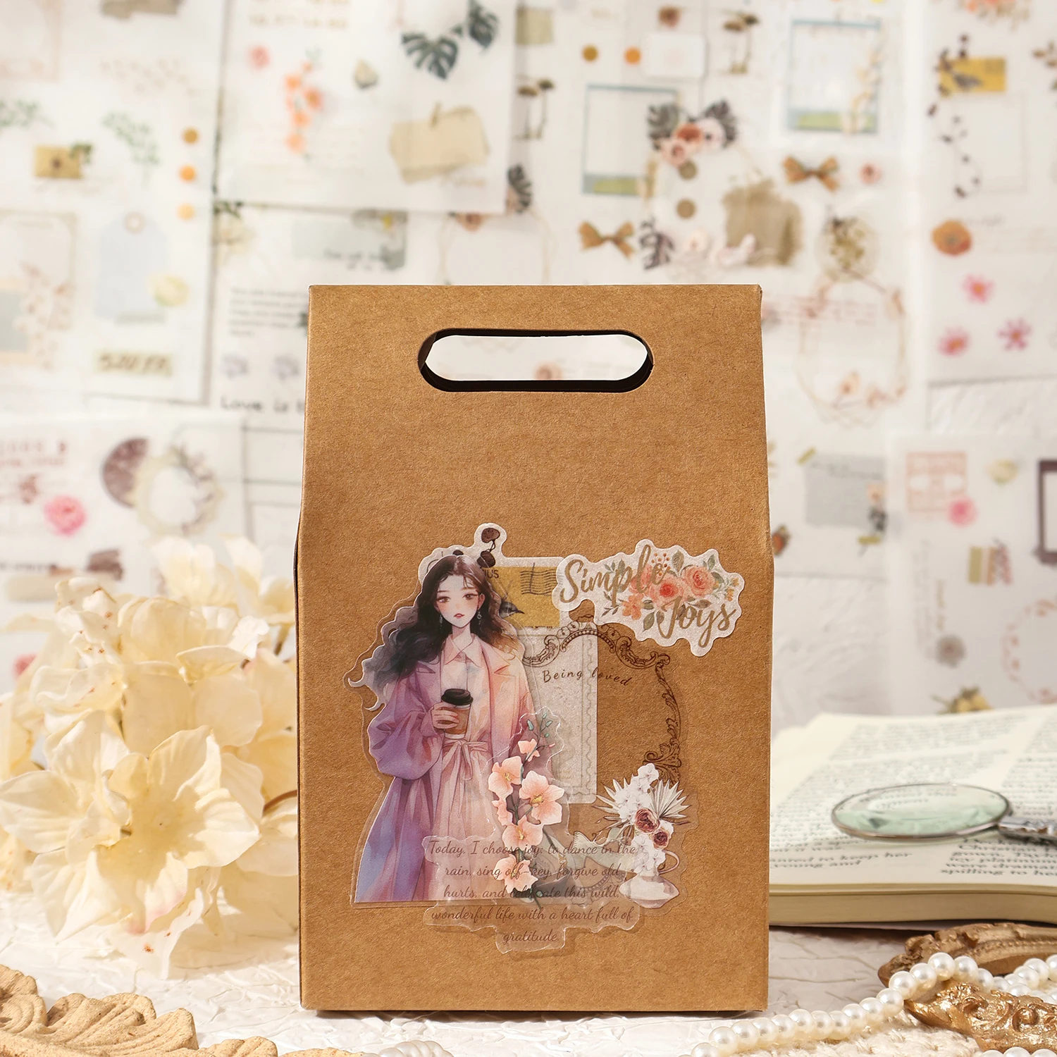 4 عبوات/مجموعة من ملصقات الزخرفية اللطيفة والجميلة من سلسلة الزهور