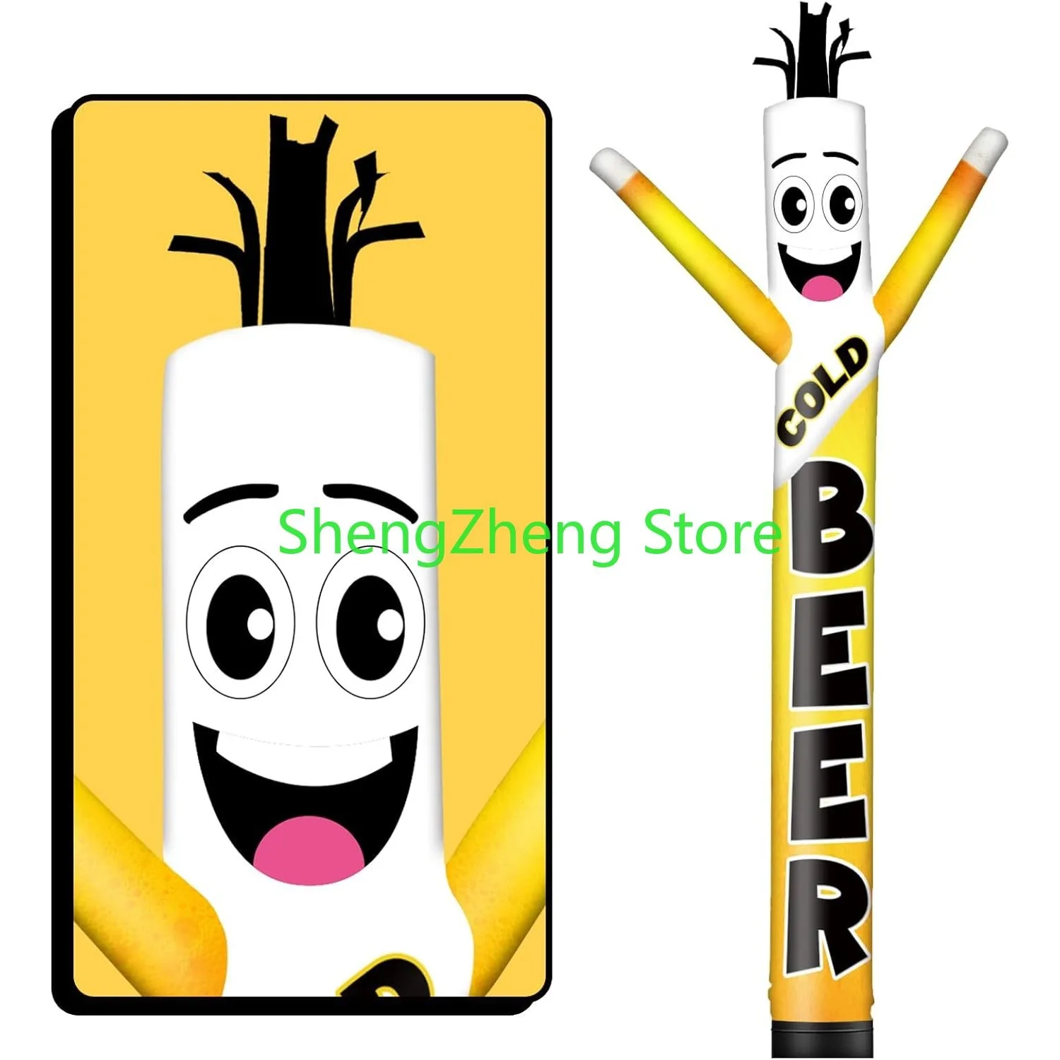 1Pcs 20FT Tall Inflatable Tube Man Cold Beer Wacky Wavy Dancing Guy for Outdoor Decoration Advertising (Blower Not Included)