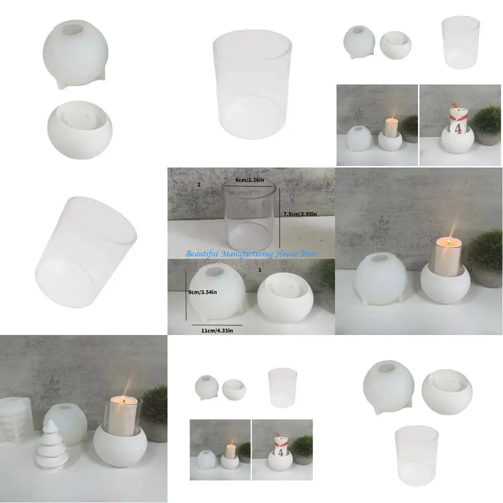 

E56A Unique Silicone Sphere Molds for Candle Holder Creation Acrylic Covers