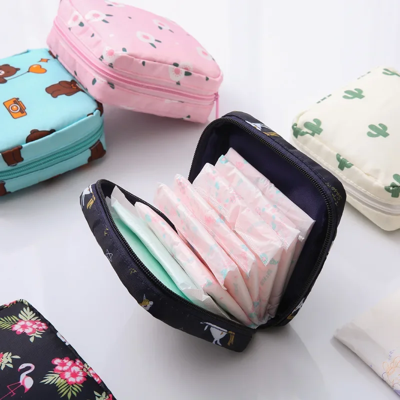 Ladies Girls Beauty Makeup Bag Holder Case Kawaii Cosmetic Bags Organizer Women Tampon Napkin Sanitary Pad Pouch Storage Bag