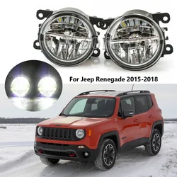 2pcs LED Fog Lights For Jeep Renegade 2015 2016 2017 2018 Clear DRL LED Foglights Front Bumper Fog Lamp Assembly Accessories