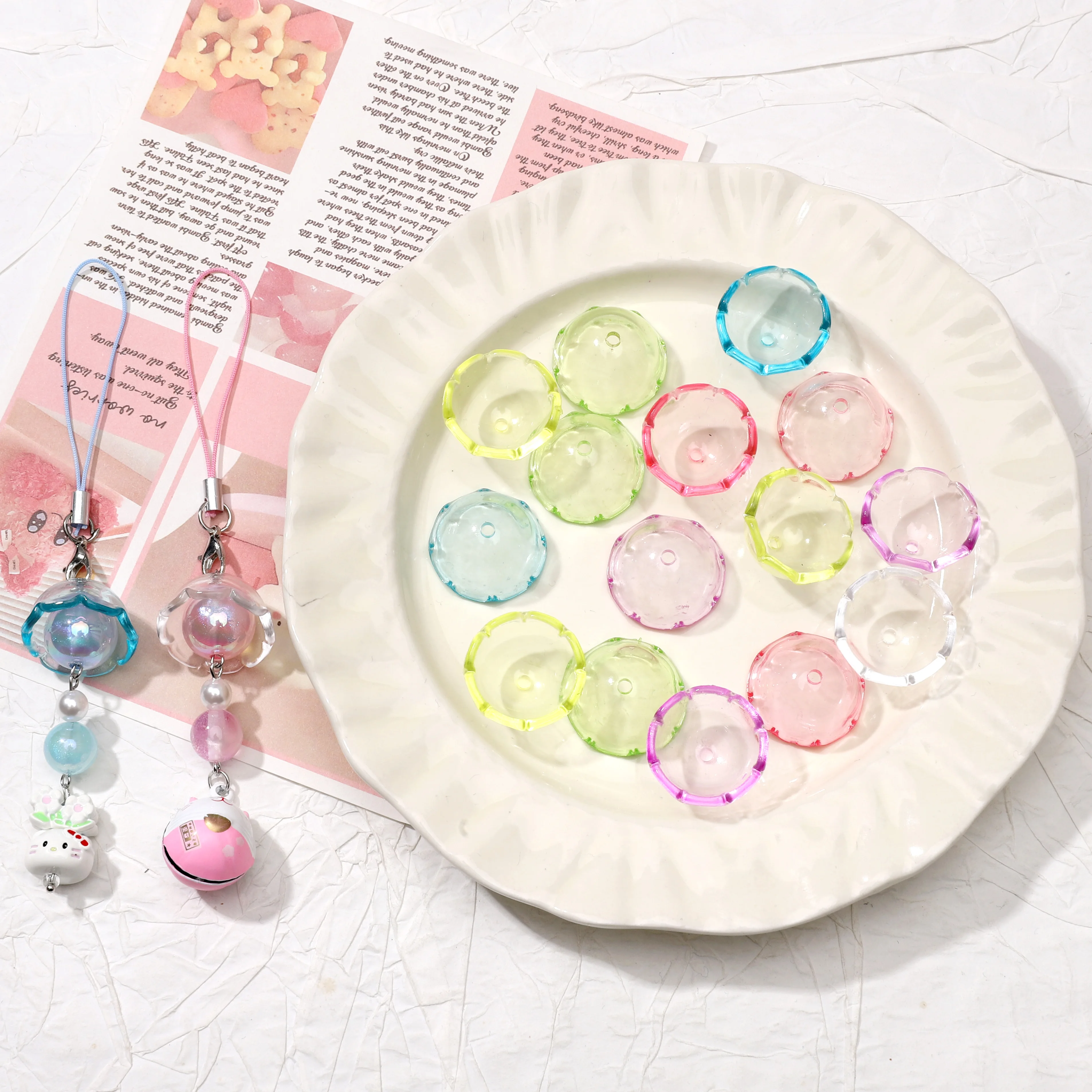 5/10Pcs 22x12.5mm Acrylic Transparent Jellyfish Wind Chime Cover Shape Beads For Jewelry DIY Making Mobile Phone Chain Pendants