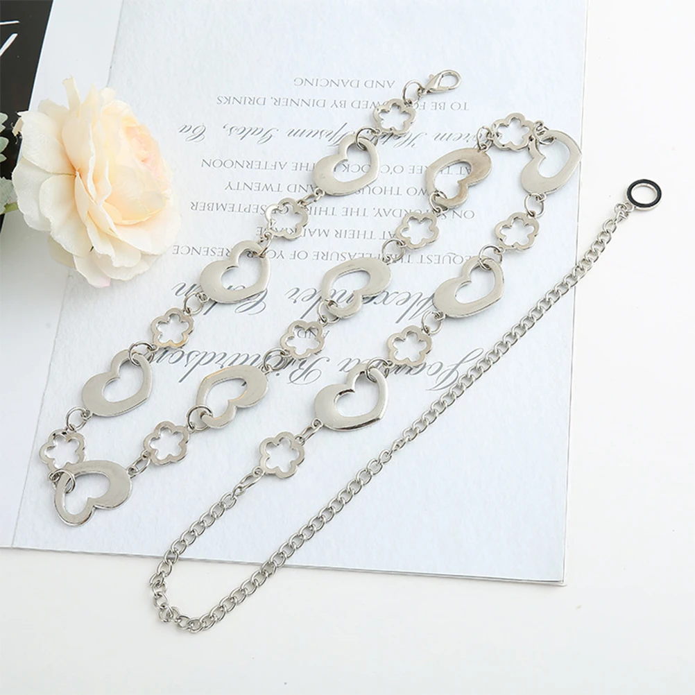 

1pc Heart Shaped Chain Silver Metal Love Dress Belt Heart Shape Waist Chain Women Belly Jewelry Elegant Gifts