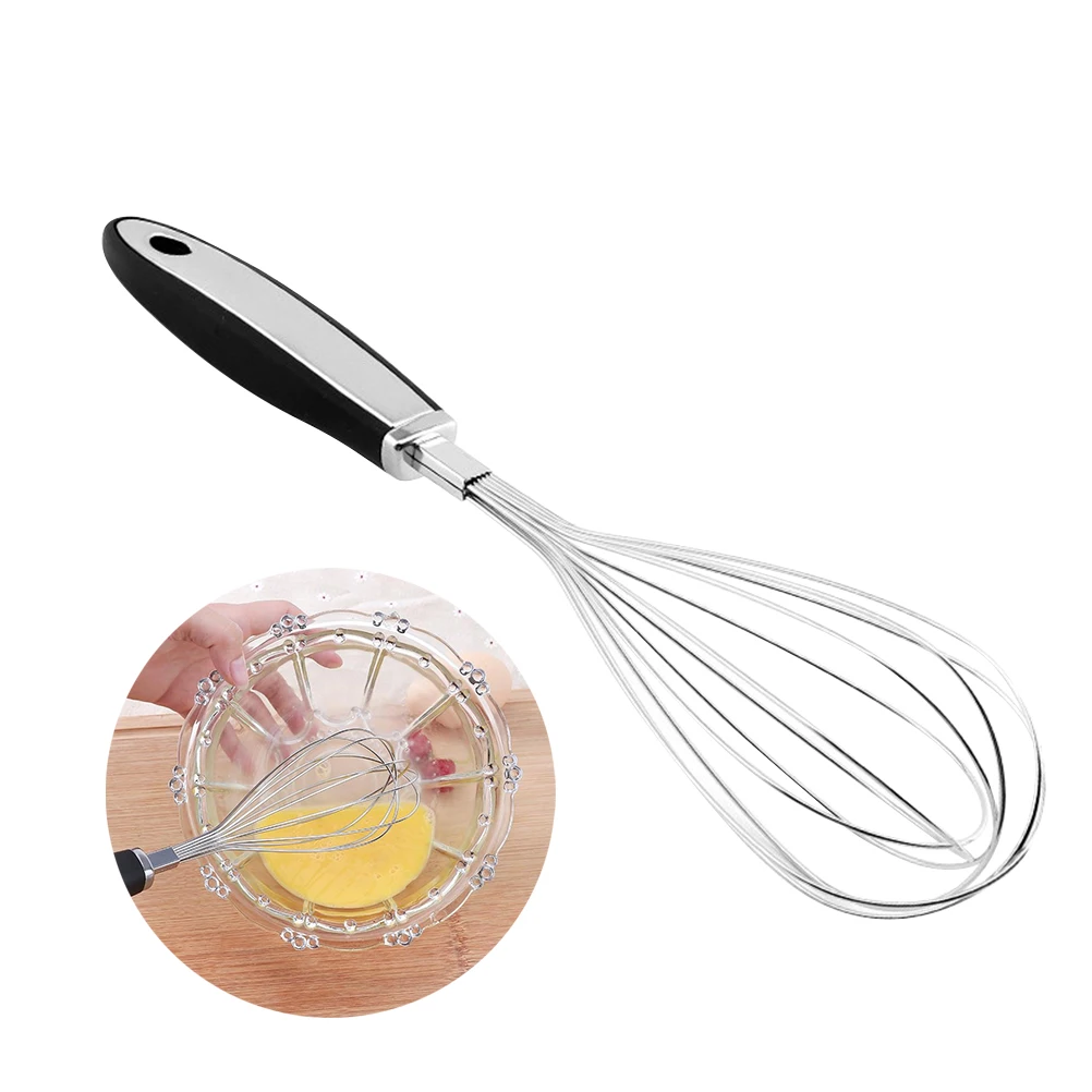 

12 Inch Stainless Steel Egg Whisk Rubber Handle Non-Stick Heat Resistant Manual Kitchen Tool Mixing Beating Gravy Making