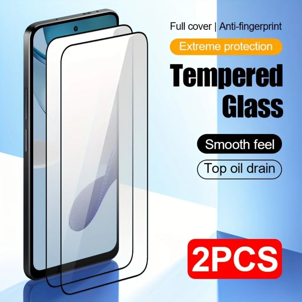 2Packs Full Cover Tempered Glass Screen Protectors for Motorola Moto G14 G24 G34 G54 G64 G84 Glass Film