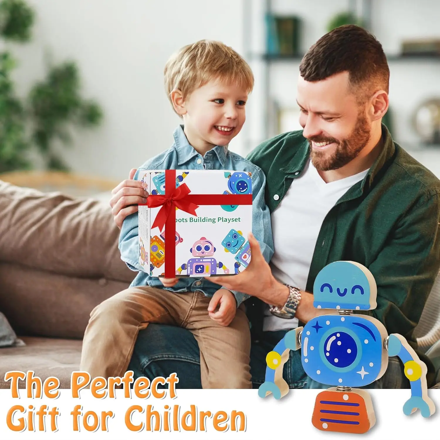 الروبوتات الخشبية المفاجئة معا بناء اللعب 28 قطعة الجذعية مونتيسوري كتل تعليمية للأطفال الصغار تطوير المهارات الحركية الدقيقة