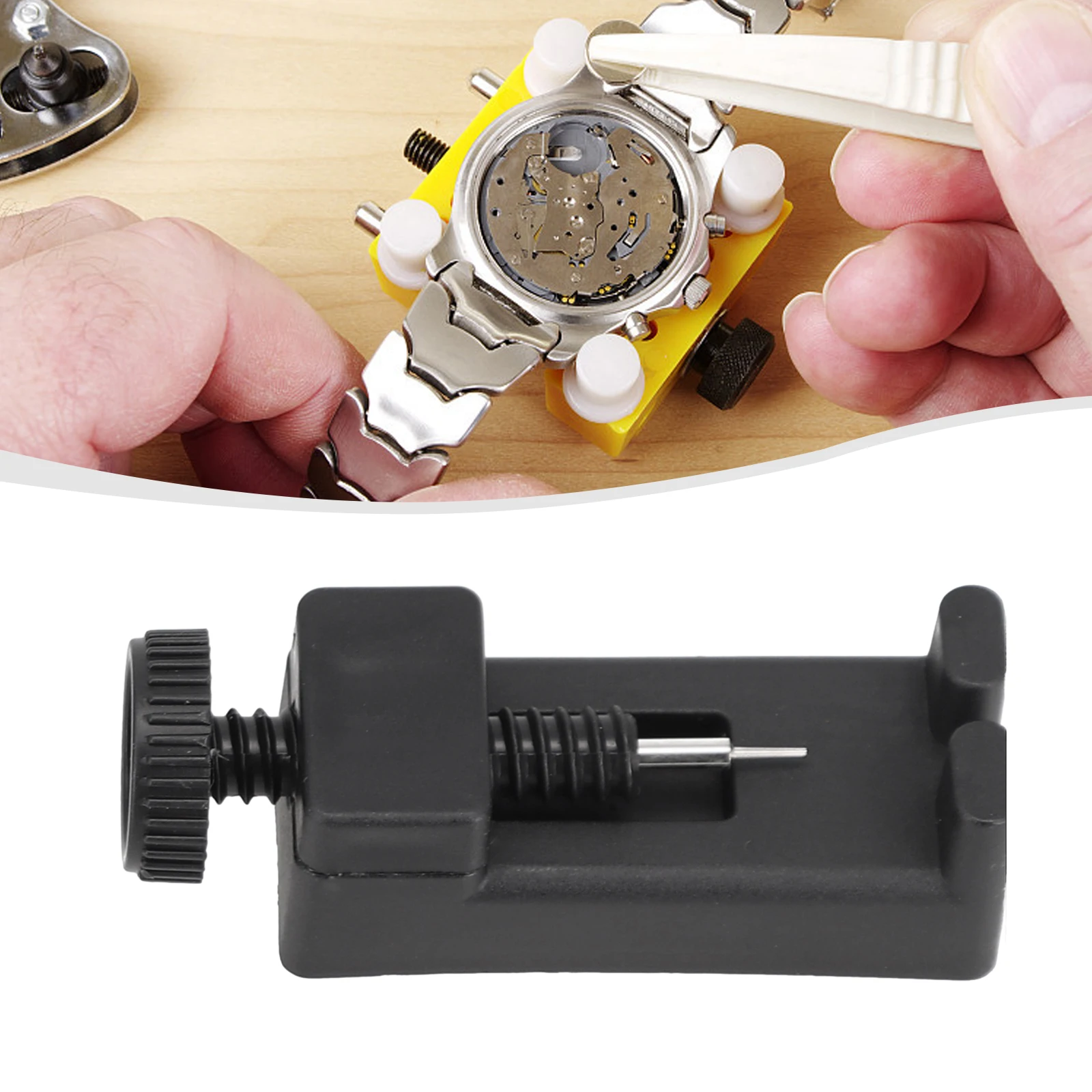 Dissolvant de ceinture de maillons de montre, Mini réparation de montre noir/argent, 1 pièce, ouvre-mail de bande réglable, dissolvant de goupille en plastique + métal