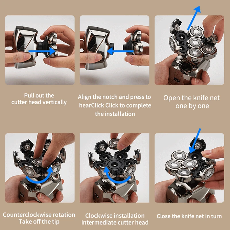 Multi-Blade Smart Razor Accessories New Men'S Multi-Function Washable Rotary Barber Shaver Razor Razor Spare Head