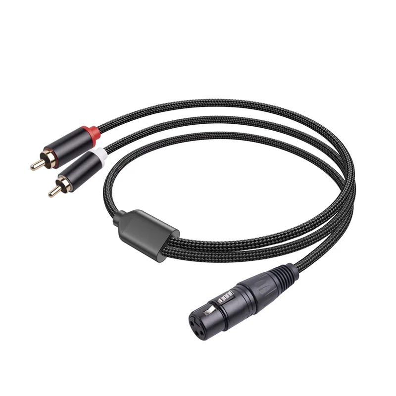 XLR fêmea para duplo RCA macho Y cabo divisor, 3 pinos, amplificador, cabo de áudio, estéreo, cabo de interconexão, 1 m