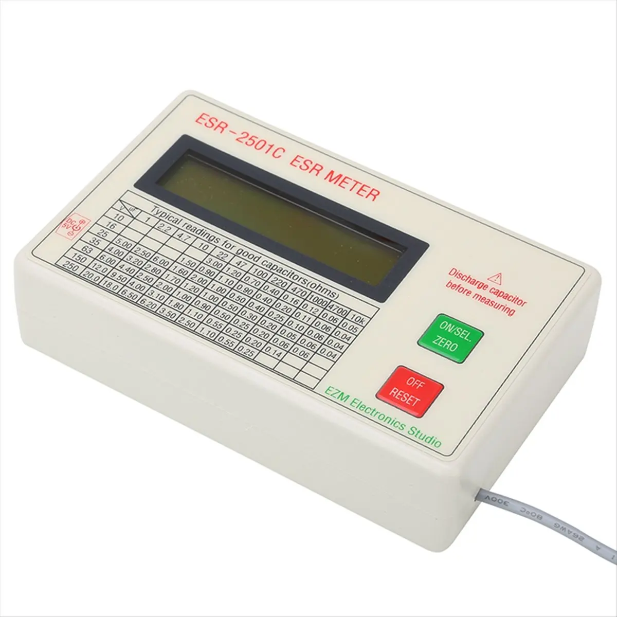 ABAN New ESR2501C Capacitor Tester Test in Circuit Capacitance Meter with Test Leads Clip Battery