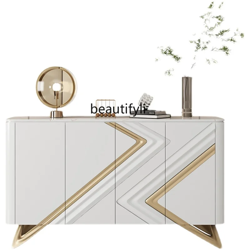 

Postmodern light luxury entrance rock slab dining side cabinet living room side cabinet decorative storage partition cabinet