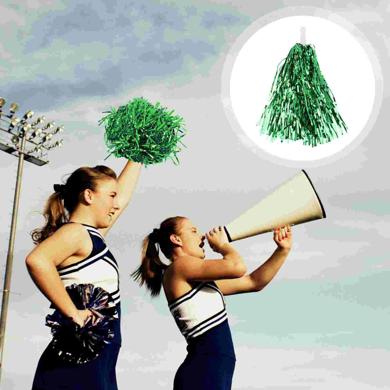 4 Pcs Green Cheer Pom Poms Flower Cheerleaders Costume Accessory Props Cheering