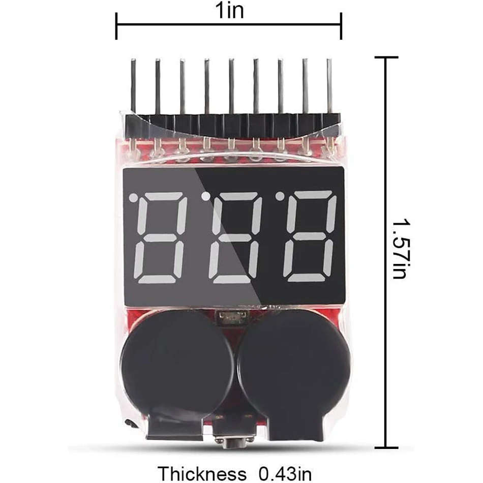 Lipo/Li-Ion/LiMn/Li-Fe Battery Tester BX100 RC 1-8S Low Voltage Buzzer Alarm Sound Warning Checker with LED Indicator