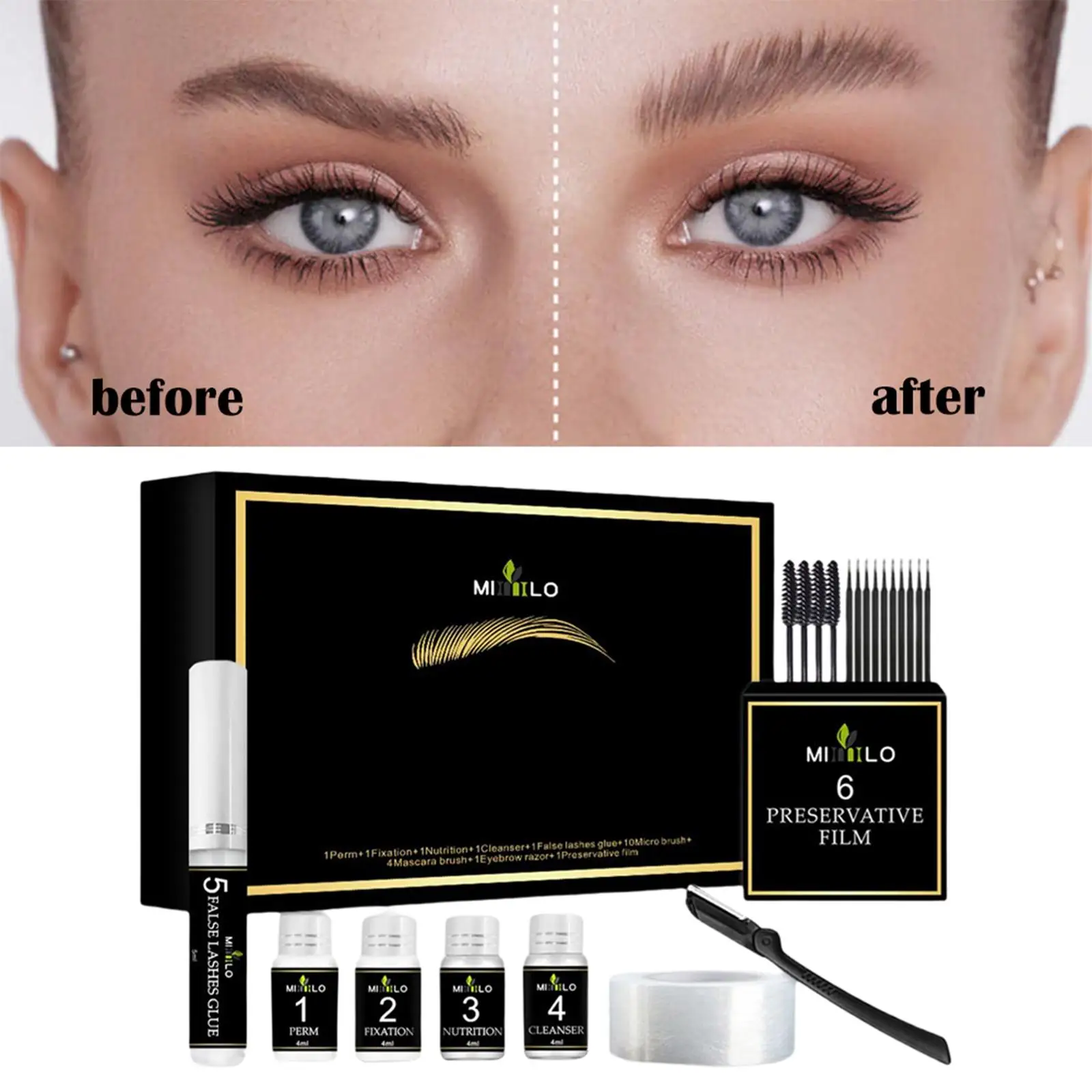 Kit de levage de sourcils 2 en 1, recourbé, stratification des sourcils plus complète, cils instantanés