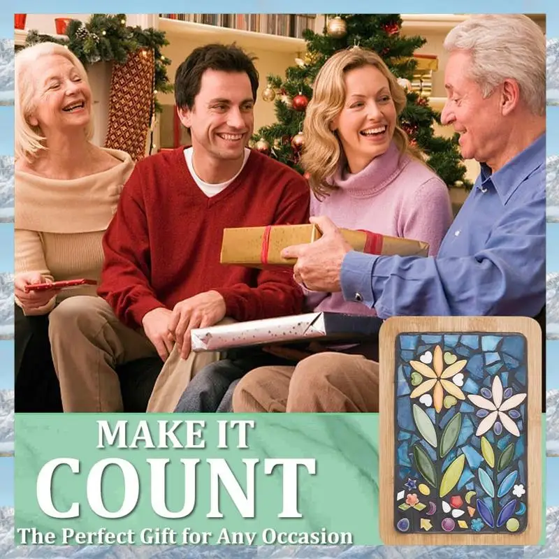 

2025 Hot Style DIY Mosaic Craft Kit Mosaic Bamboo Coasters Kits For Adults Beginner, With Rectangle Coaster Base For Handmade Mo