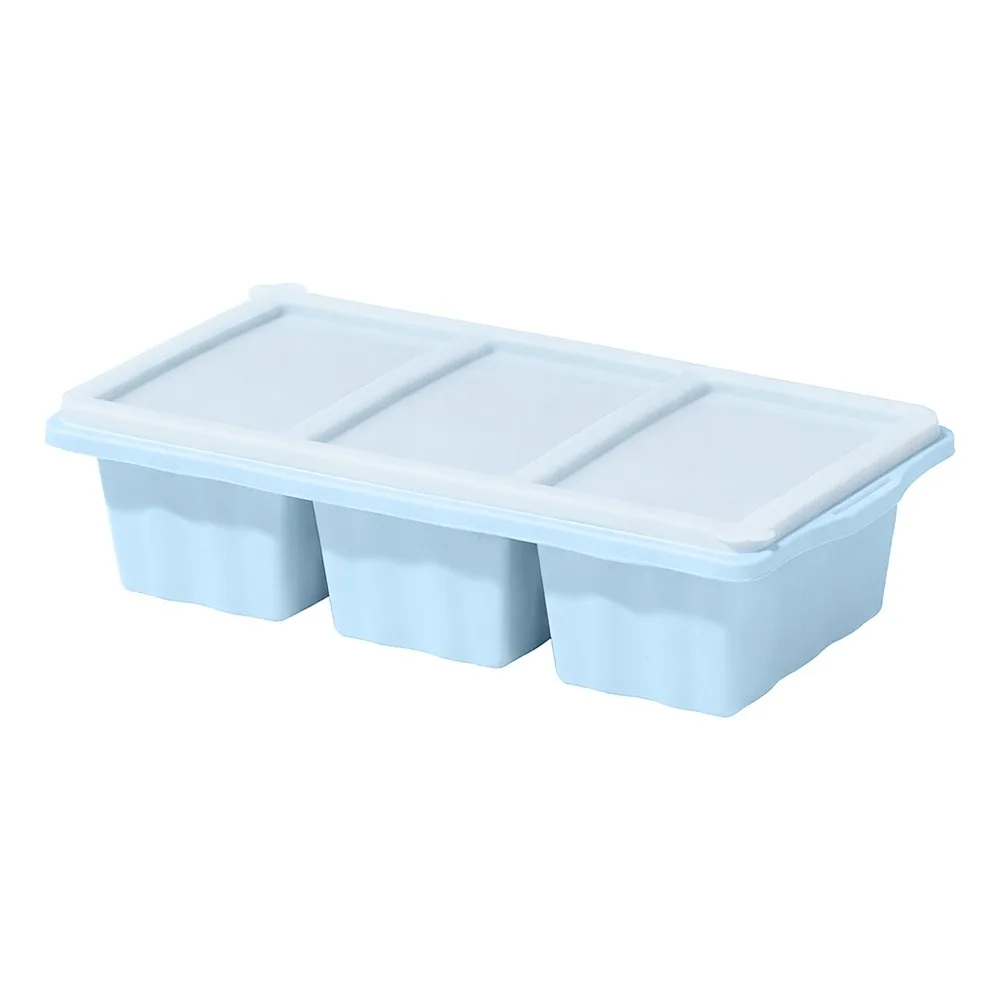 

New 3/4 Grids Ice Cube Mold with Lid Extra Large Ice Mold Silicone Reusable Food Sauce Storage