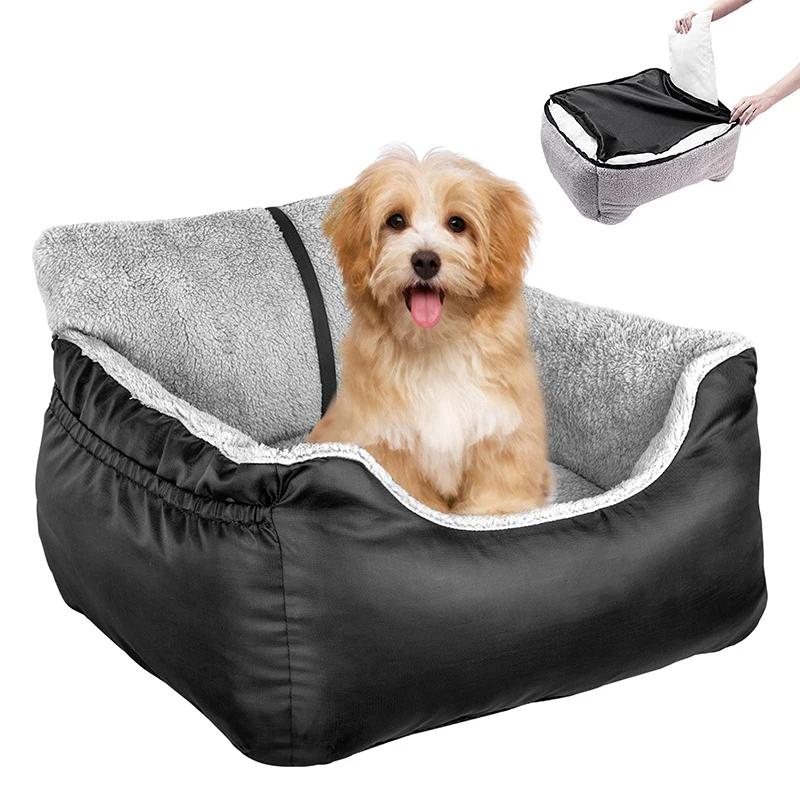 

Dog Car Seat For Small Dogs Detachable And Washable Soft Dog Booster Seats With Storage Pockets Leash Pet Car Travel Carrier Bed