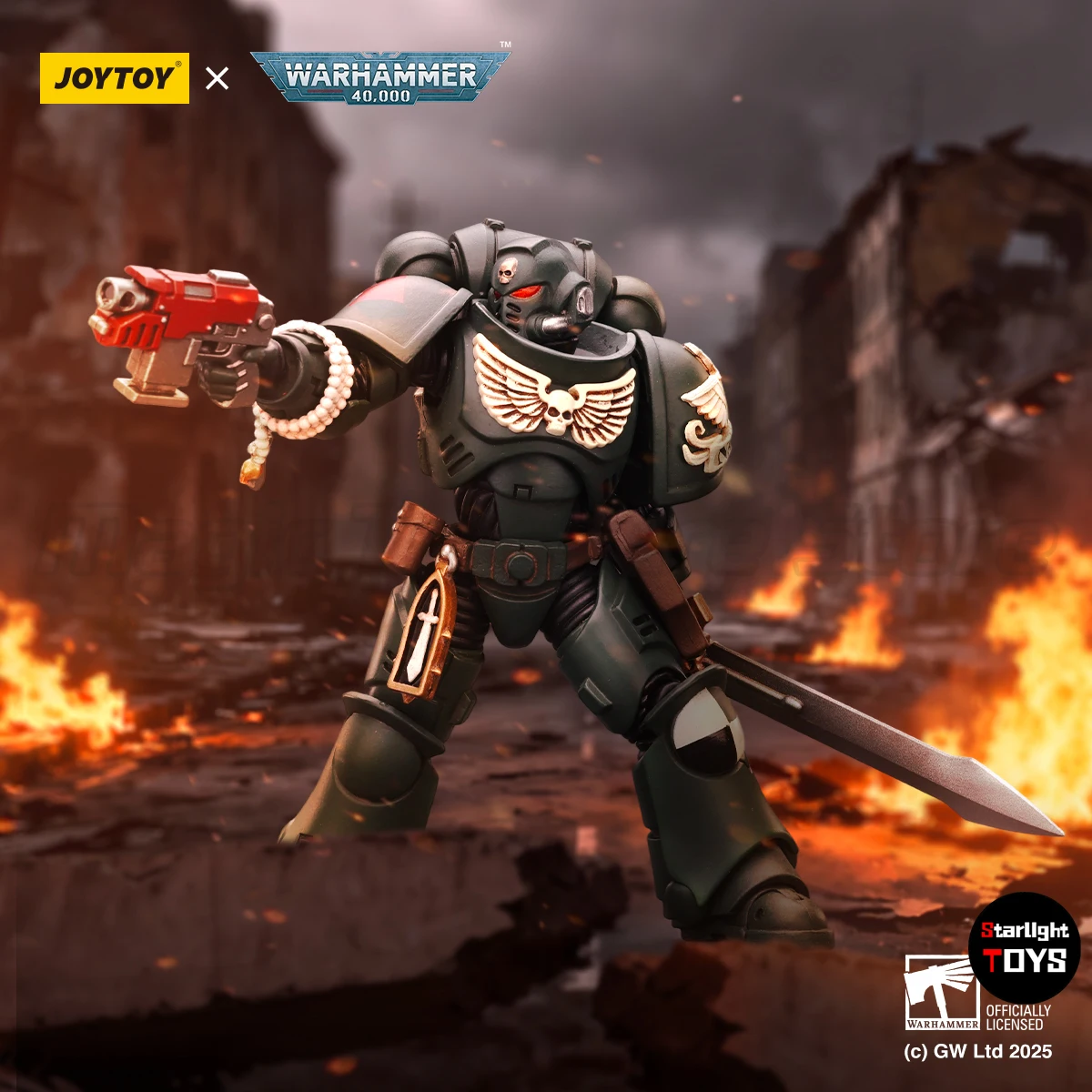 

【Доставка в течение 24 часов】Фигурка JOYTOY Warhammer 40K 1/18, Dark Angels Intercessors Brother Nadael Asharr, 2 шт.