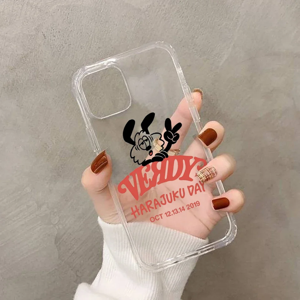 VERDY HARAJUKU Phone Case for IPhone 15 14 13 11 12 Pro XS MAX Mini 8 7 Plus X 2020 XR 13Pro Phone Covers Transparent Soft Shell