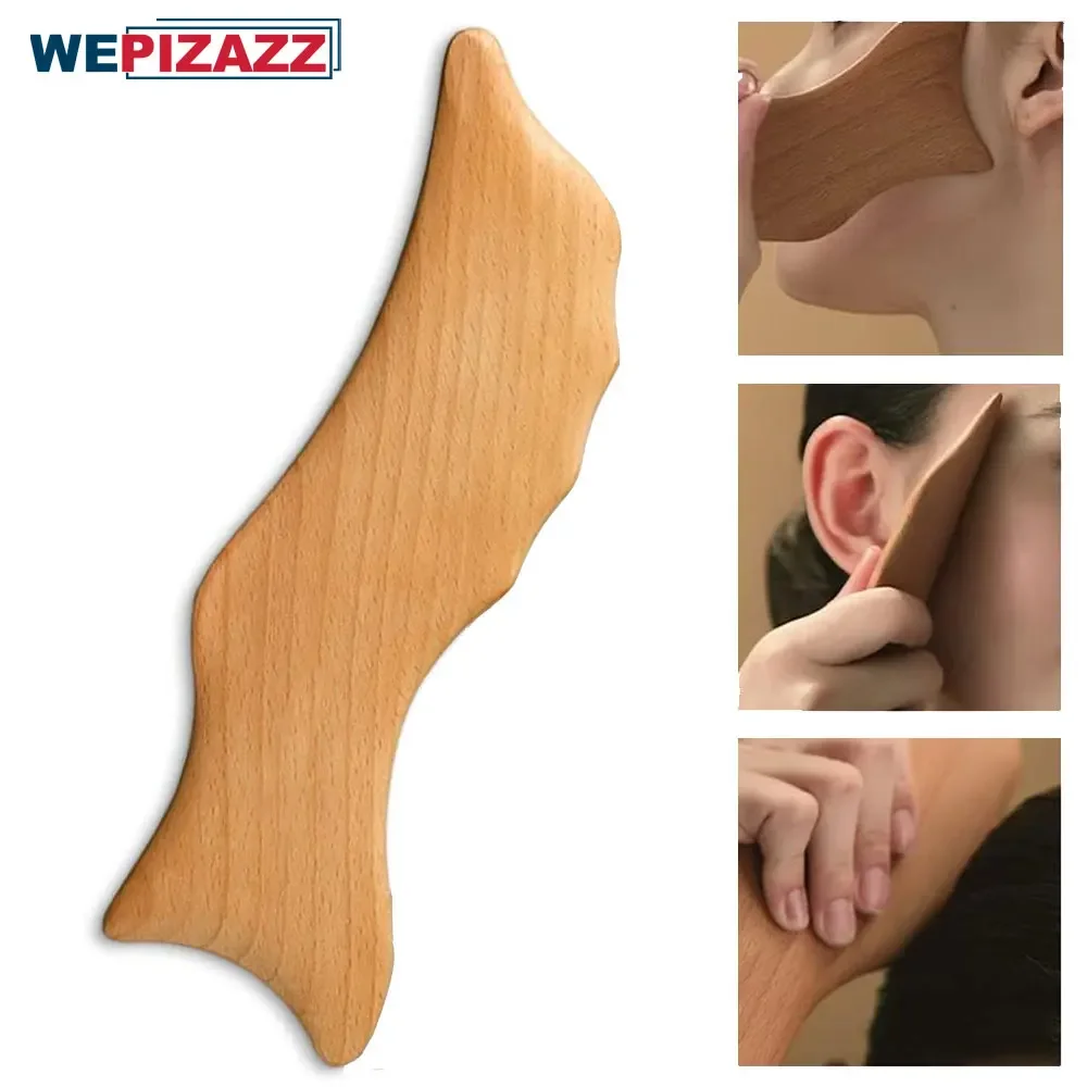 

Деревянный инструмент для массажа лица и тела типа дельфина, Гуа Ша из бука, инструменты для массажа тела, домашние способствующие здоровью кровообращения тела