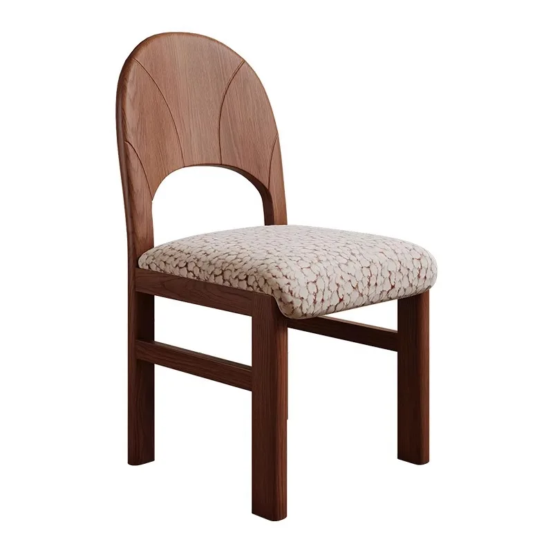 French medieval retro style designer dining chair pure solid wood ash wood back chair artistic sense creative makeup chair