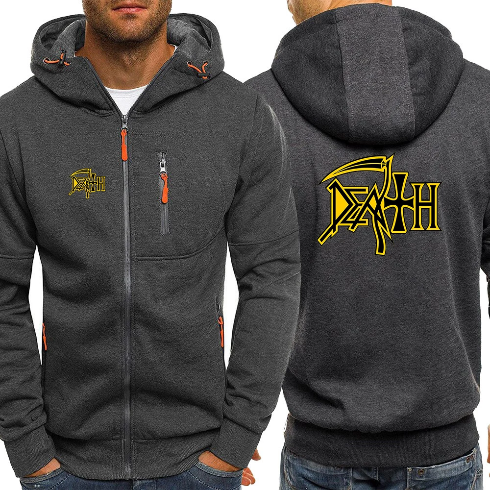 Death Rock Band Heavy Metal bedruckte Herrenmode Kleidung Fleece Hoodies Frühling Herbst bequeme Reiß verschluss Jacken Sweatshirt Mantel